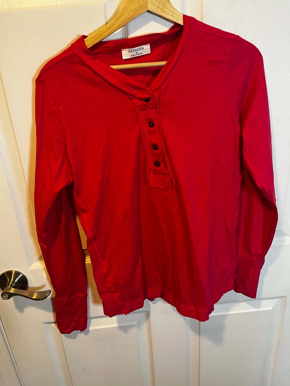 Zenana Henley in viva magenta.  NWT
